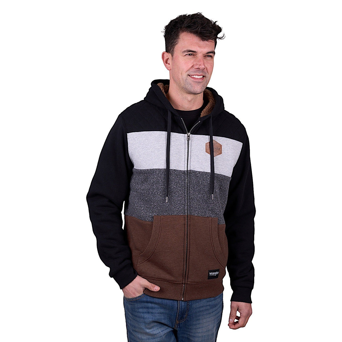 Wrangler Men’s Eric Zip Through Hoodie - Black/Multi