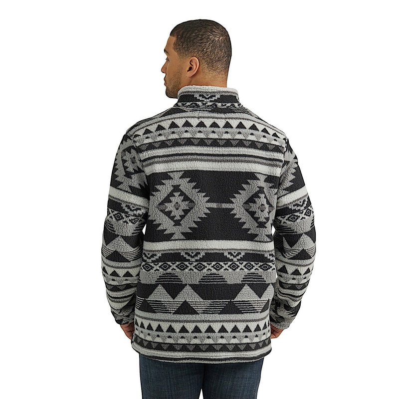 Wrangler Men’s Heavyweight Quarter Zip Sherpa Pullover - Aged Slate