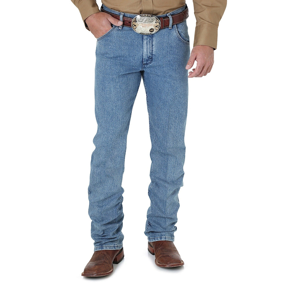 Wrangler Men’s Premium Performance Cowboy Cut Advanced Comfort Regular Fit Jean Stone Bleach