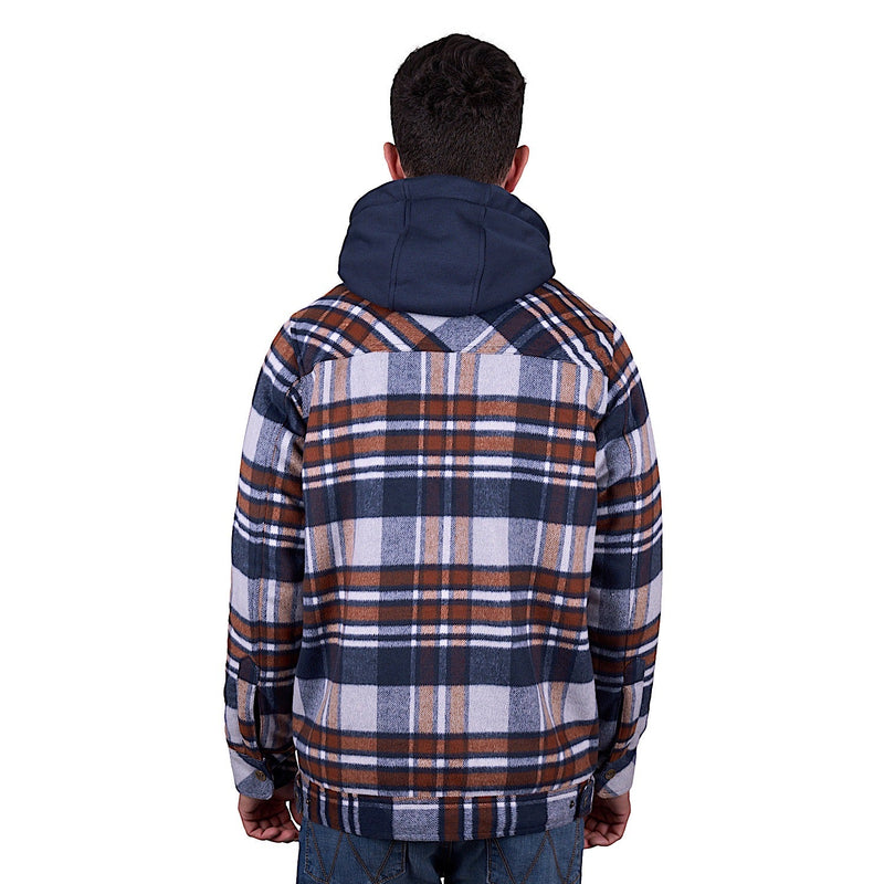 Wrangler Men’s Reid Logo Wool Shirt Jacket - Navy/Tan