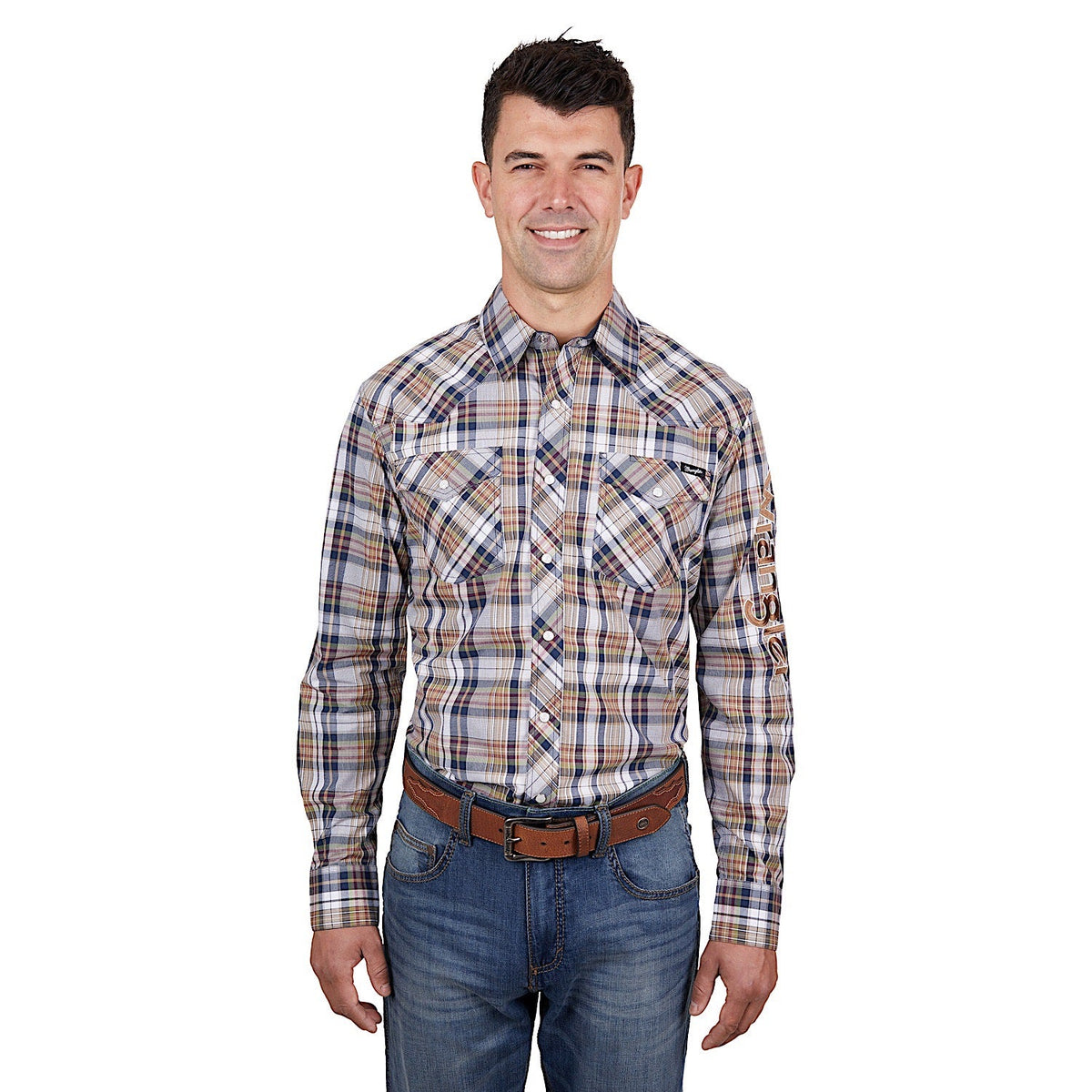 Wrangler Men’s Tom Logo Shirt Navy/Tan