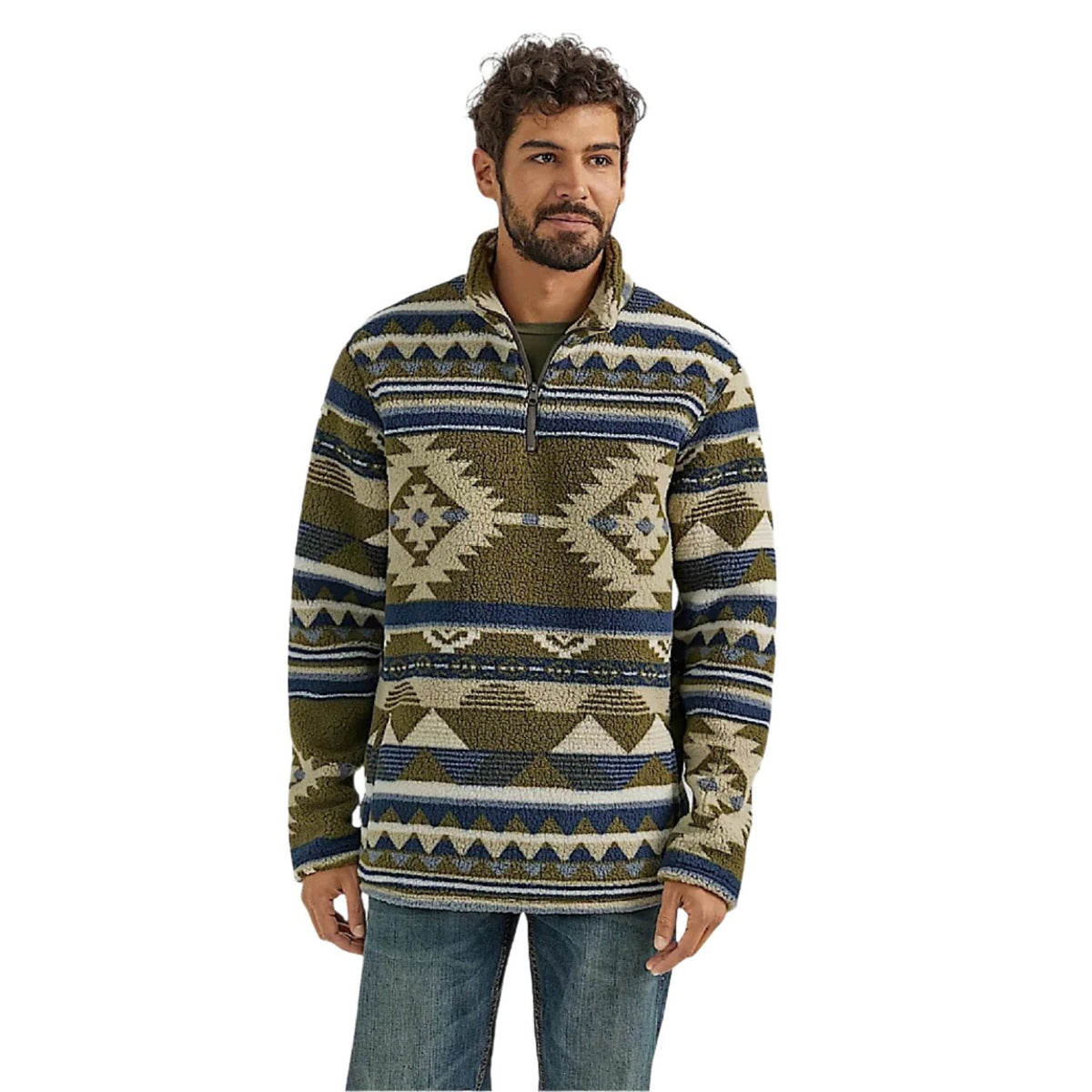 Wrangler Q Men’s Quarter Zip Sherpa Pullover - Alpine
