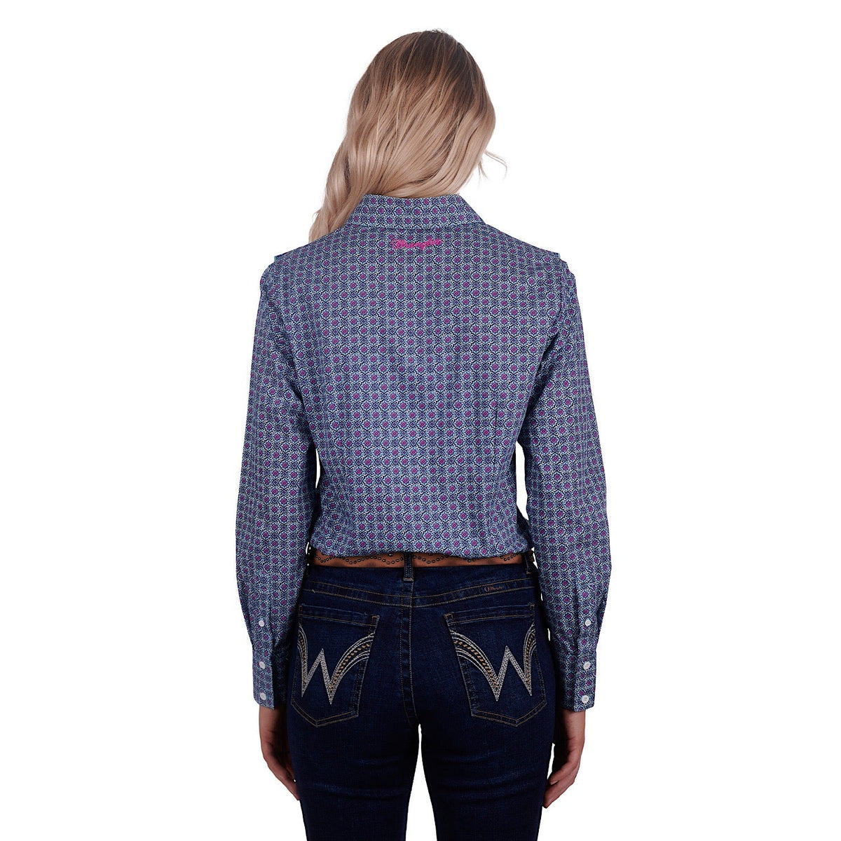 Wrangler Womens Asher Print L/S Shirt Aqua