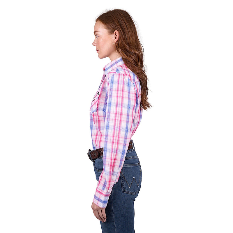 Wrangler Women’s Astrid Check Western Long Sleeve Shirt - Pink