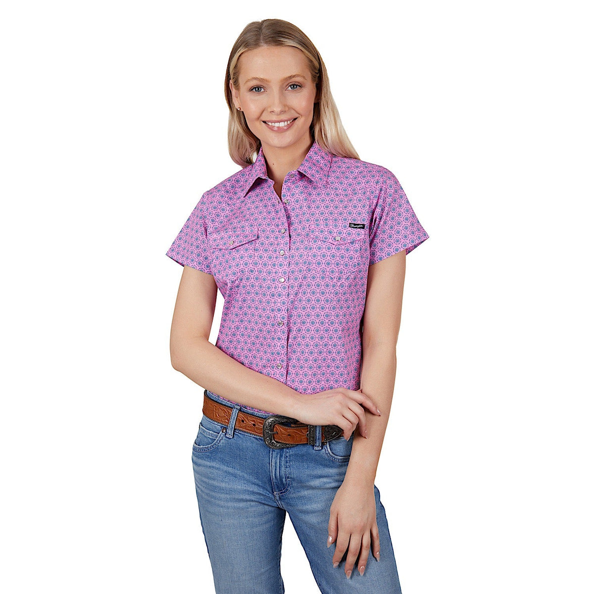 Wrangler Women’s Carly Short Sleeve Shirt Pink