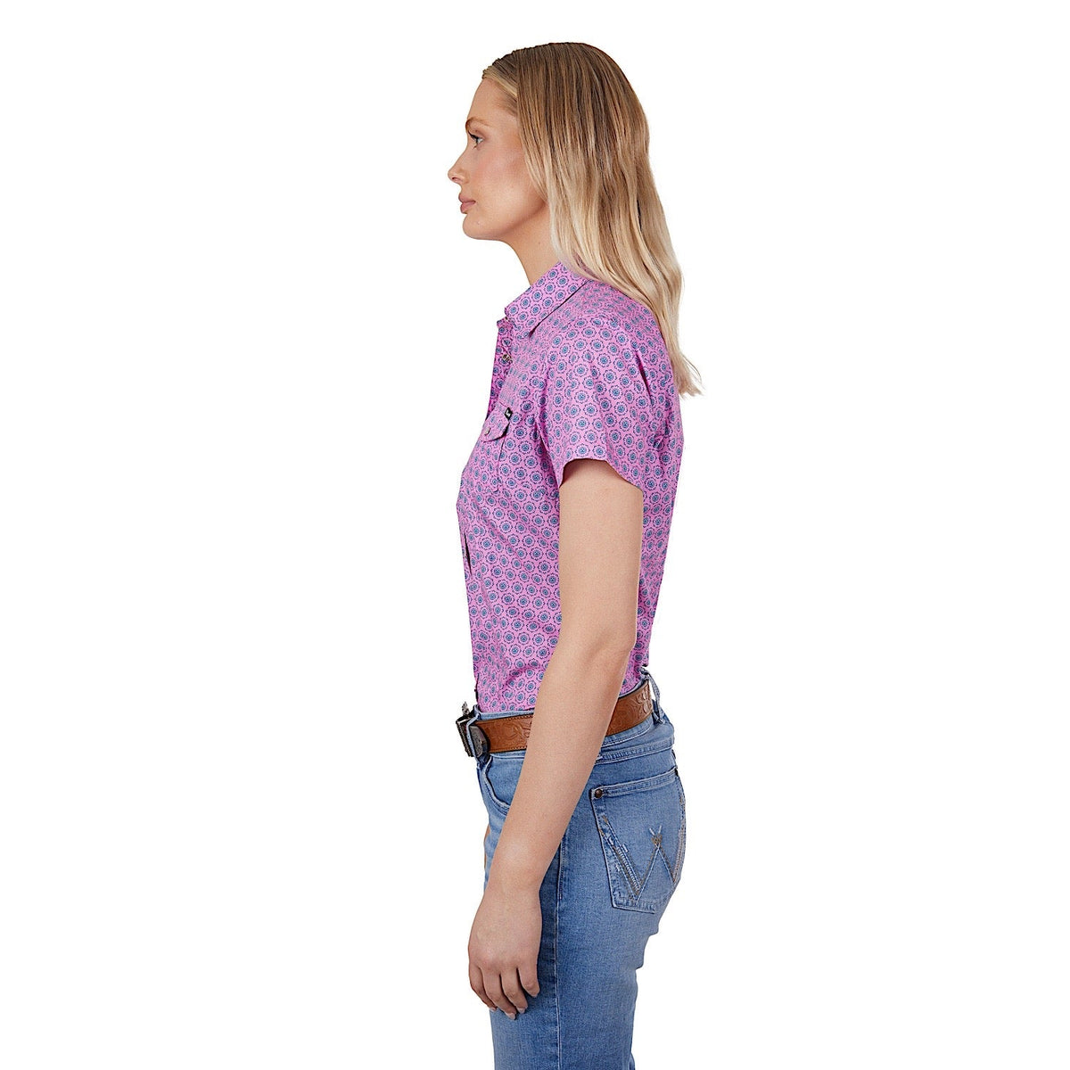 Wrangler Women’s Carly Short Sleeve Shirt Pink