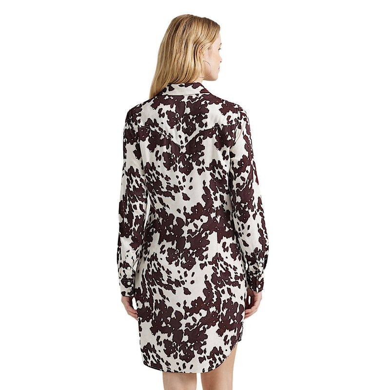 Wrangler Women’s Cow Print Western Snap Dress - Brown Cow