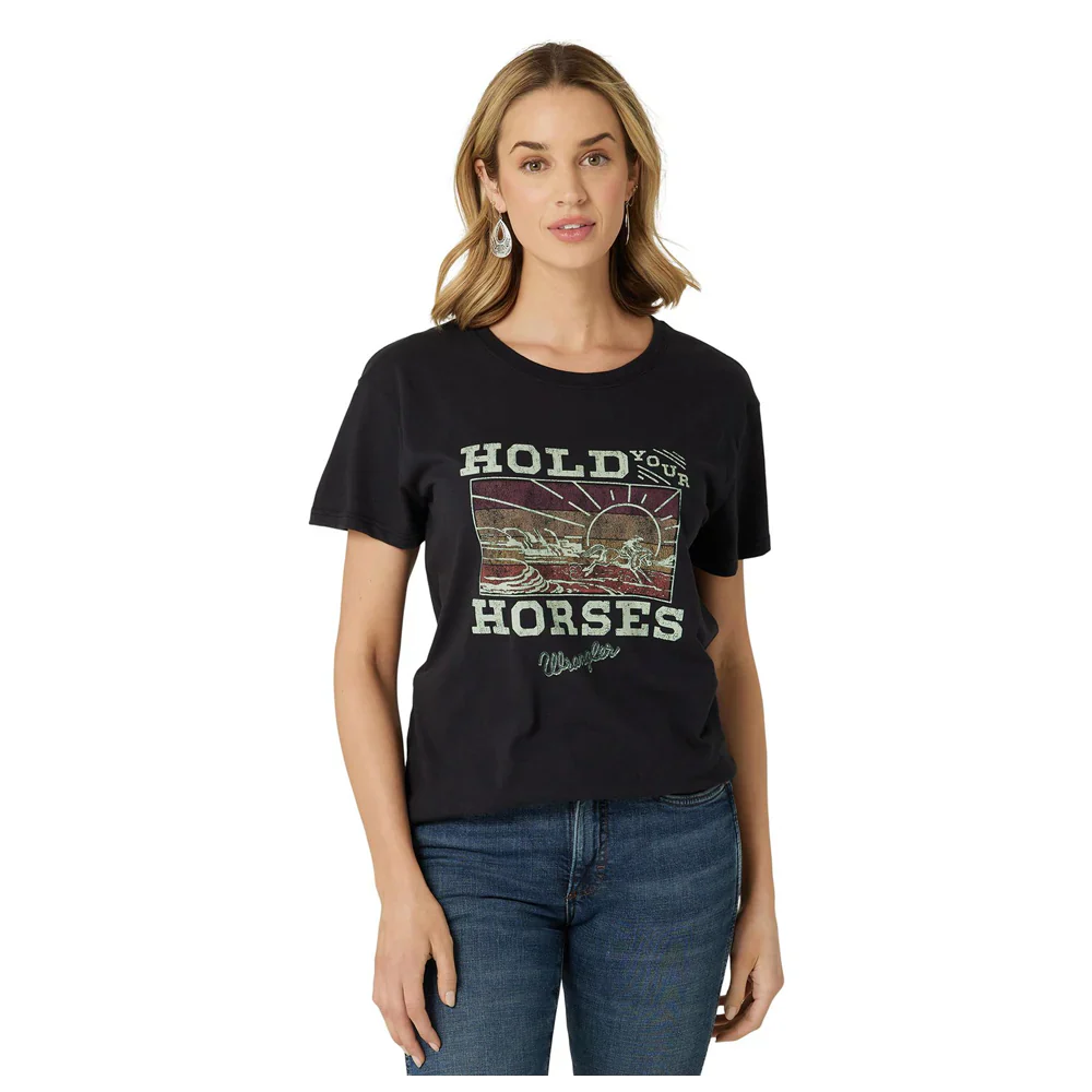Wrangler Women’s Hold Your Horses Boyfriend Tee - Black