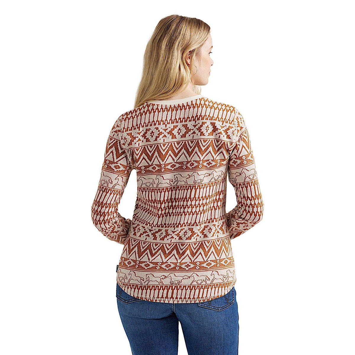 Wrangler Women’s Horse Jacquard Thermal Shirt - White
