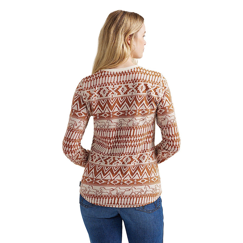 Wrangler Women’s Horse Jacquard Thermal Shirt - White