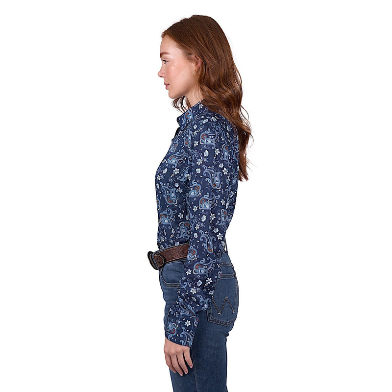 Wrangler Women’s Jolene Print Long Sleeve Shirt - Navy