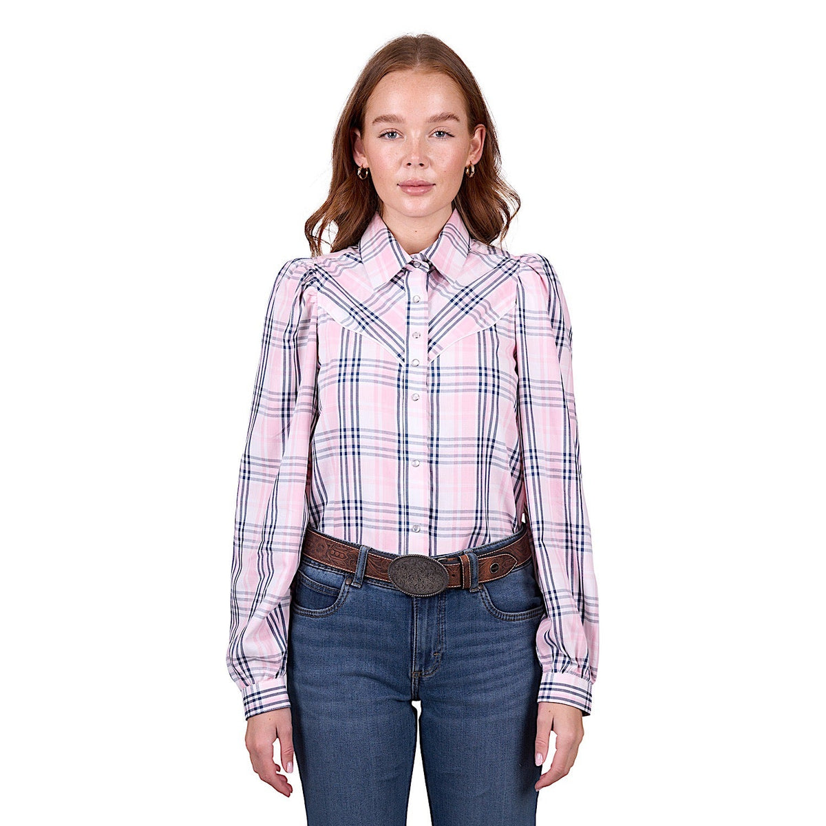 Wrangler Women’s Phoebe Check Long Sleeve Shirt - Pink