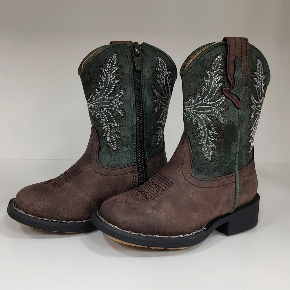 Roper TODDLER Jed Western Boots Brown/Green