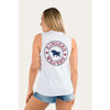 Ringers Western Signature Bull Womens Muscle Tank - White with Multi Print
