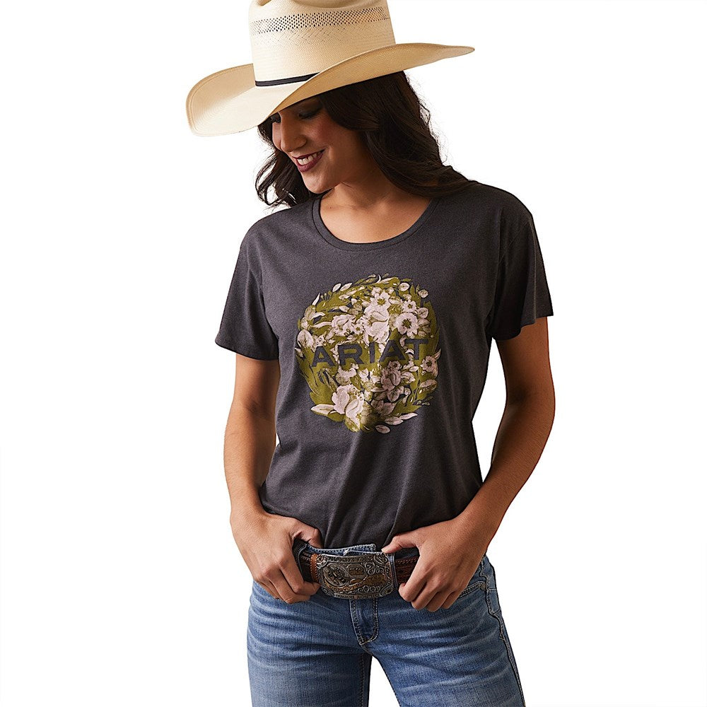 Ariat Floral T-Shirt Charcoal Heather