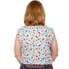 Just Country Womens Lilly Half Button Sleeveless Print Work Shirt Sea Salt Poppy