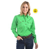 Hard Slog Womens Half Placket Light Cotton Shirt Lime Green
