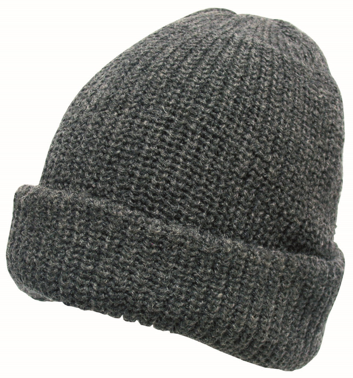 Avenel Fishermans Rib Double Knit Ragg Wool Beanie - Charcoal