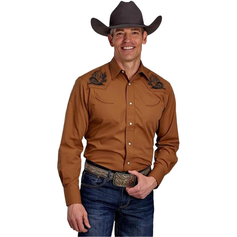 Roper Men's Karman Special Style Long Sleeve Shirt - Rust