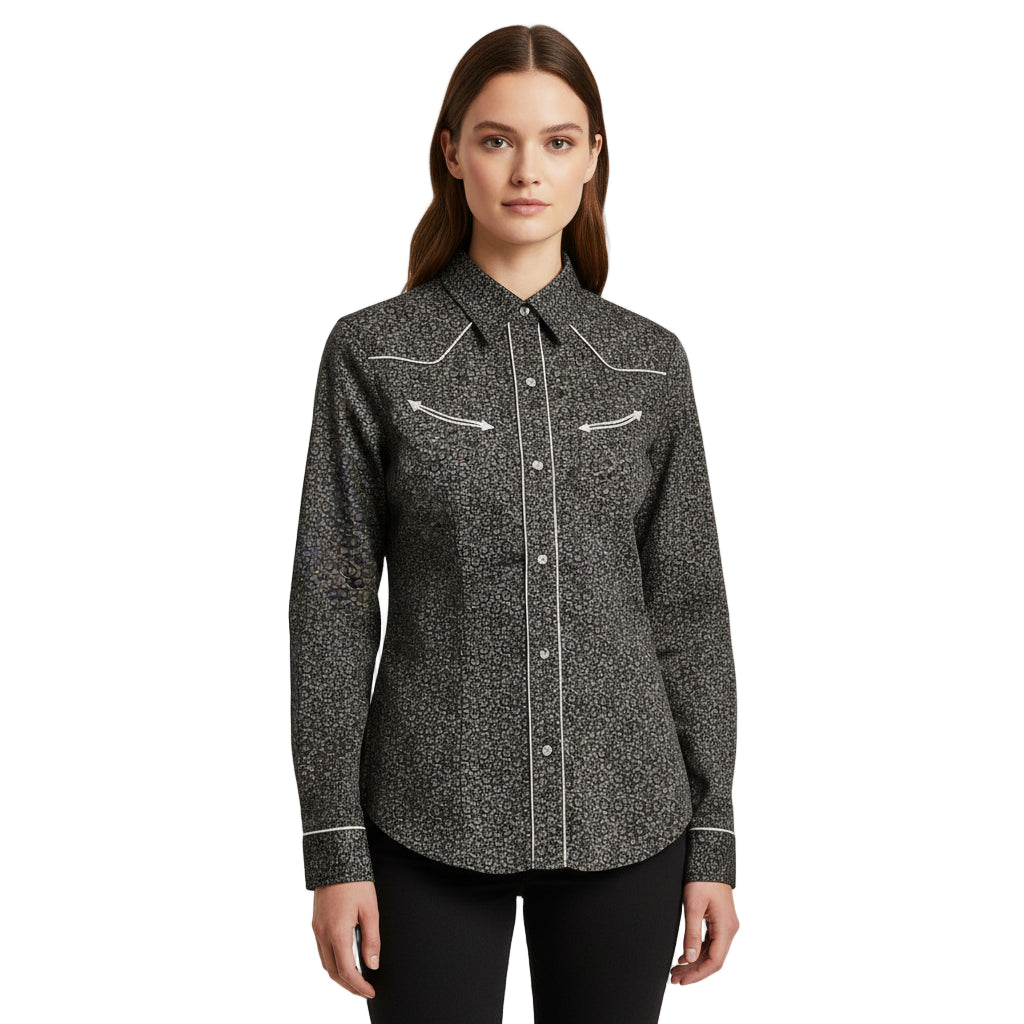 Roper Women’s Karman Special Collection Shirt - Flower Print Grey