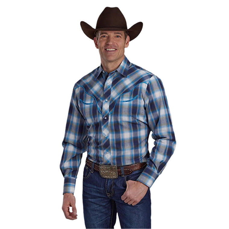 Roper Men's Karman Special Style Shirt - Plaid Blue