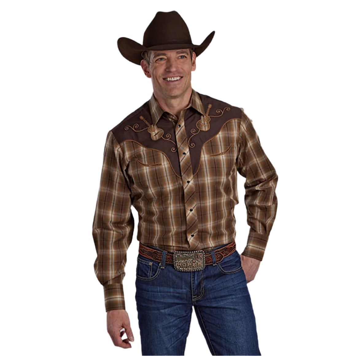 Roper Men's Karman Special Style Long Sleeve Shirt - Brown