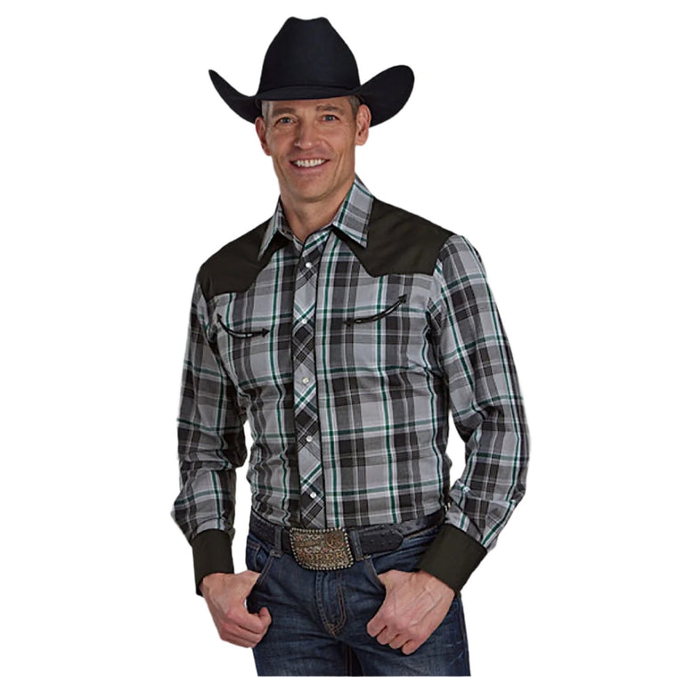 Roper Men's Karman Special Style Shirt - Plaid Grey