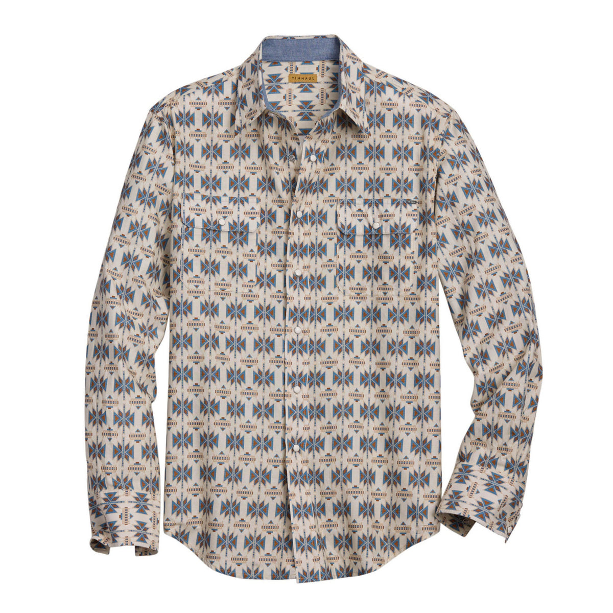 Tin Haul Men's Collection Shirt - White Aztec Print