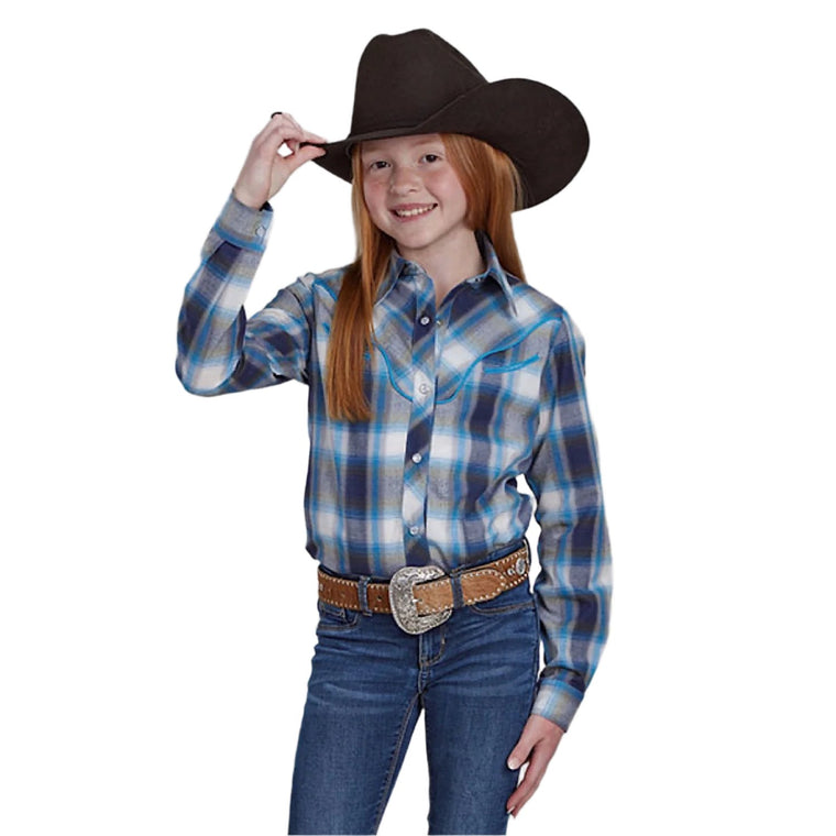 Roper Girl's Karman Special Style Shirt - Plaid Blue