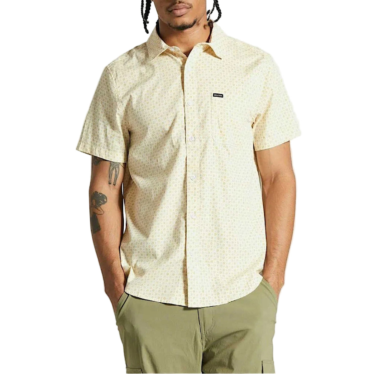 Brixton Men's Charter Short Sleeve Shirt - Whitecap