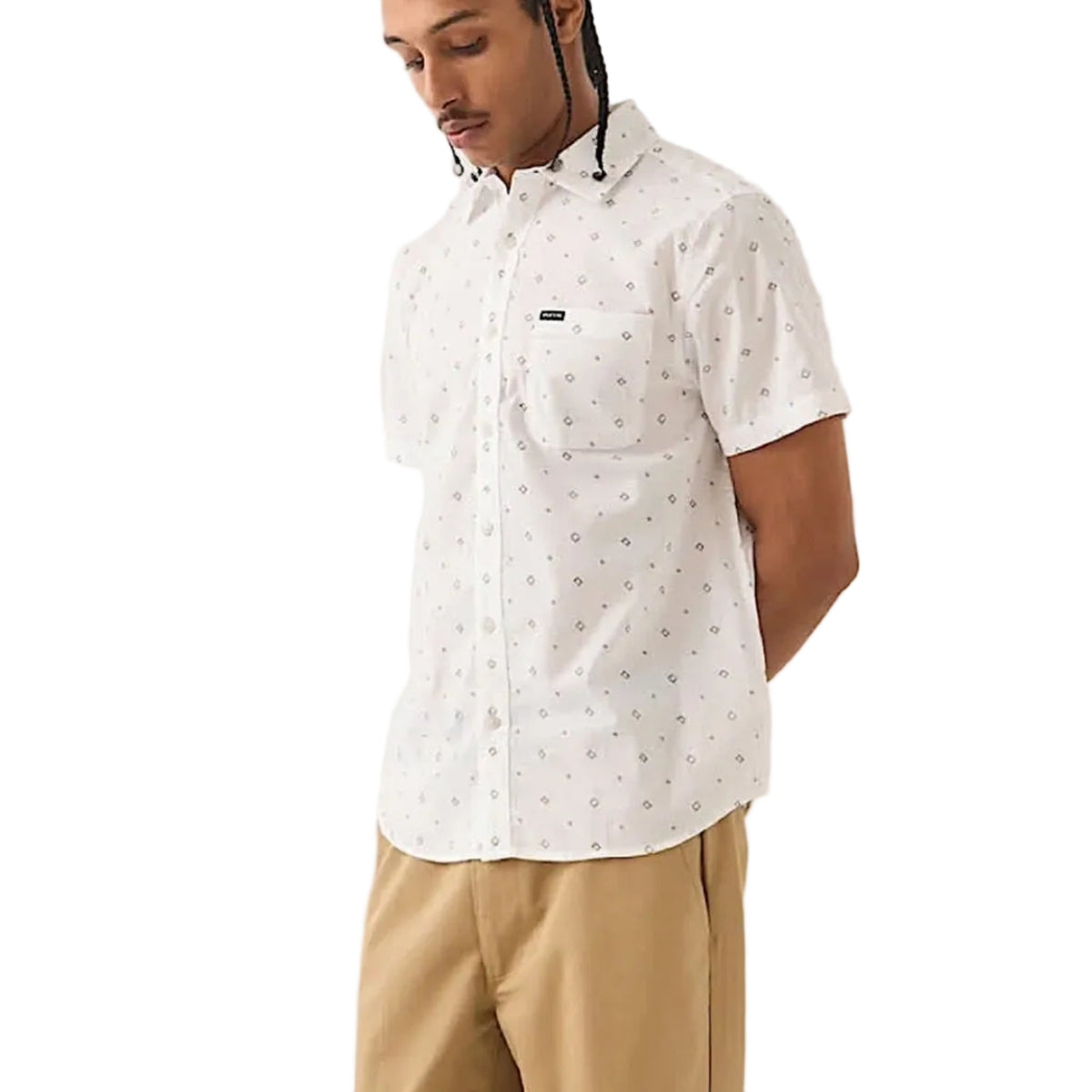Brixton Men's Charter Print Short Sleeve Woven Shirt - White/Geo