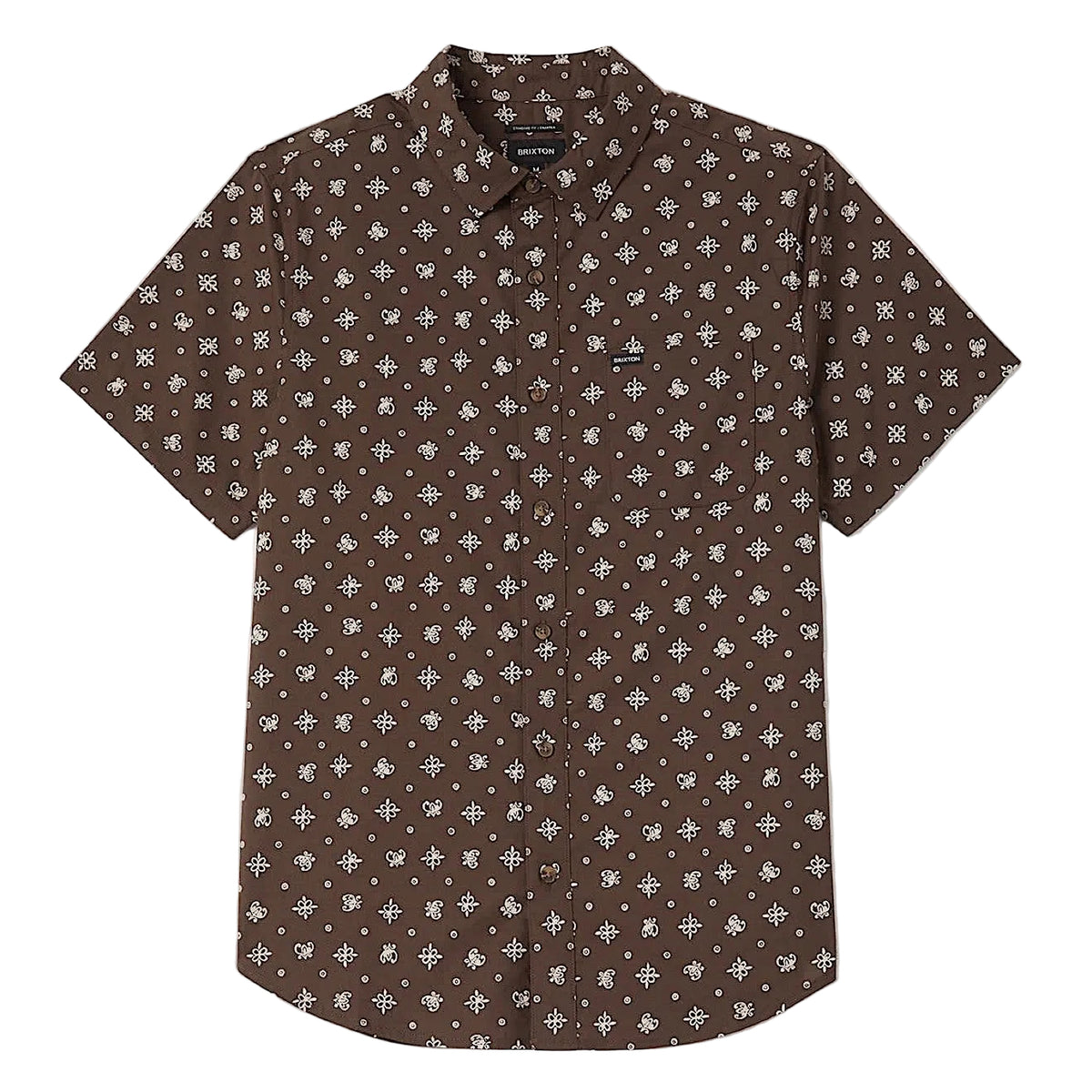 Brixton Men's Charter Print Short Sleeve Woven Shirt - Walnut Brown Bandana
