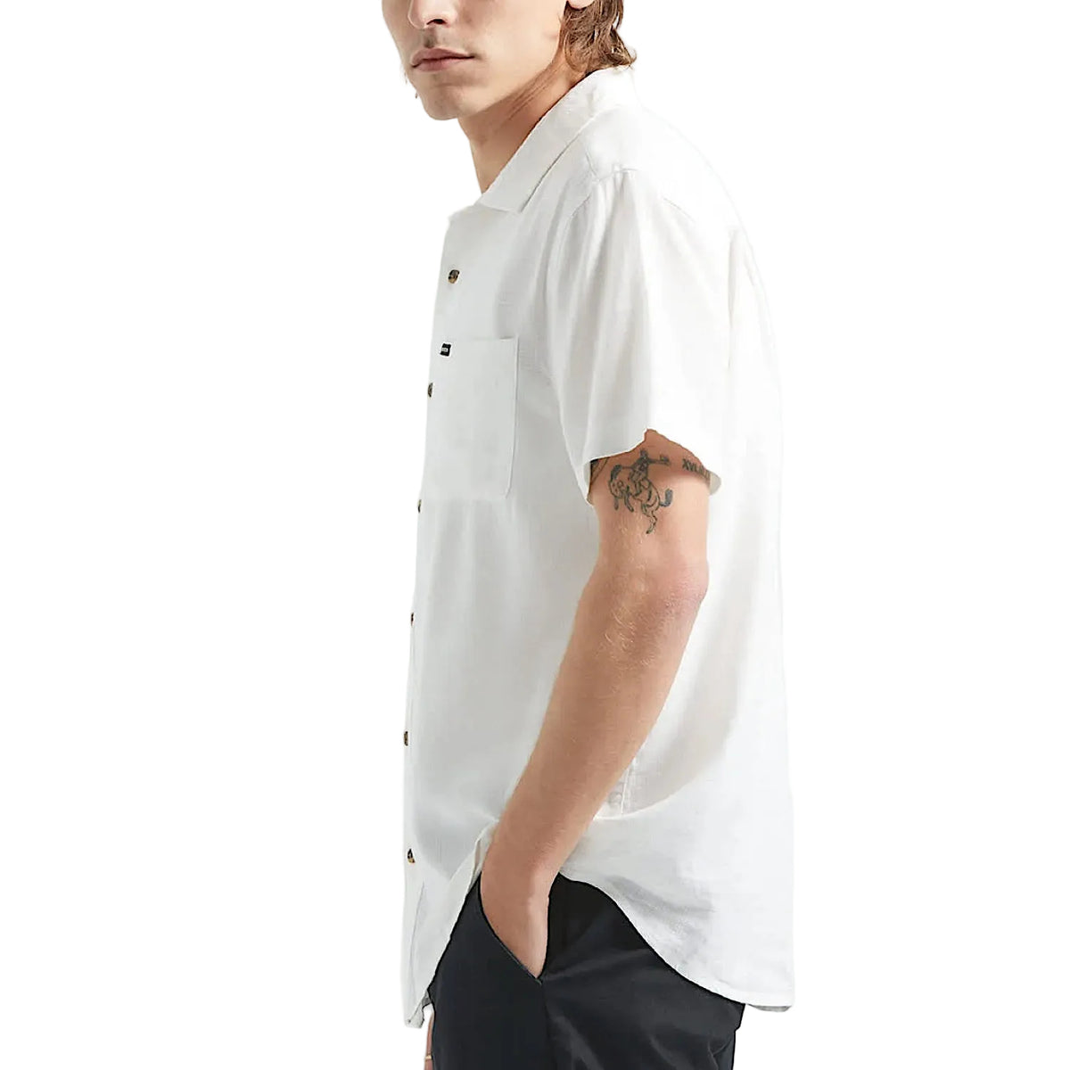 Brixton Men's Charter Slub Short Sleeve Woven Shirt - Off White