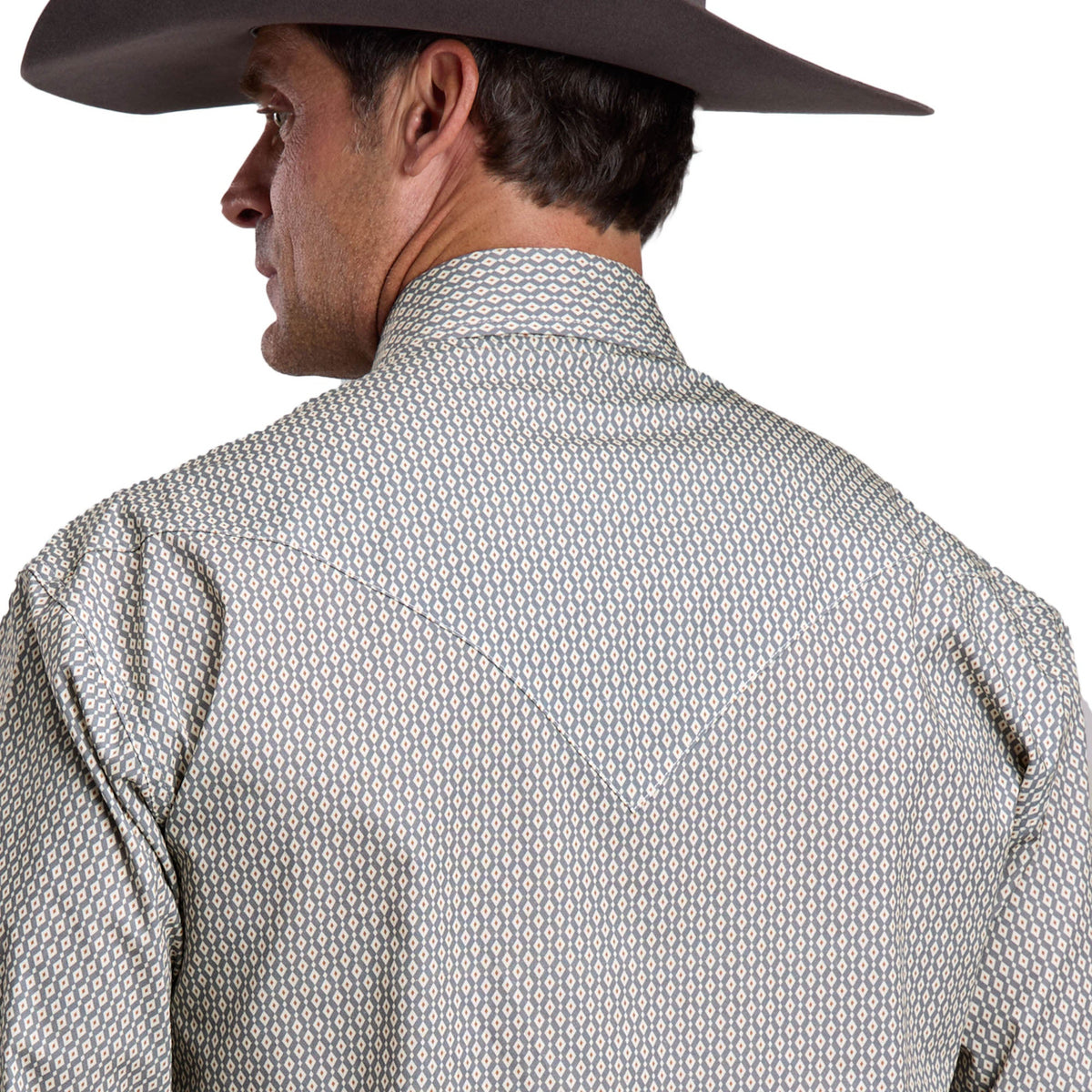 Stetson Men's 2 Pocket Print Shirt - Grey