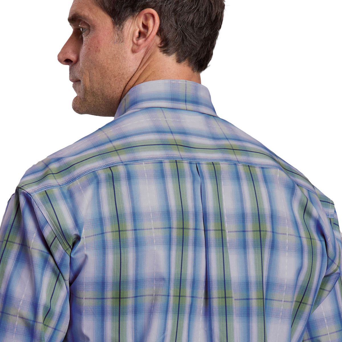 Stetson Men's 1 Pocket Print Shirt - Blue Plaid