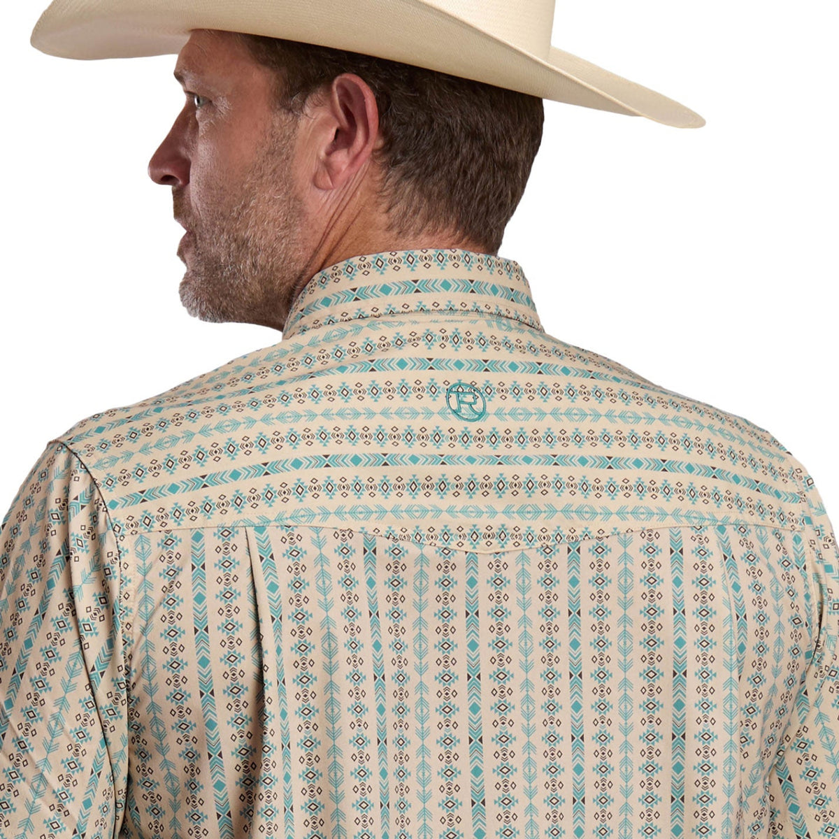 Roper Men's Active Collection Short Sleeve Shirt - Tan Print