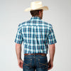 Roper Mens Amarillo Collection S/S Shirt Plaid Blue