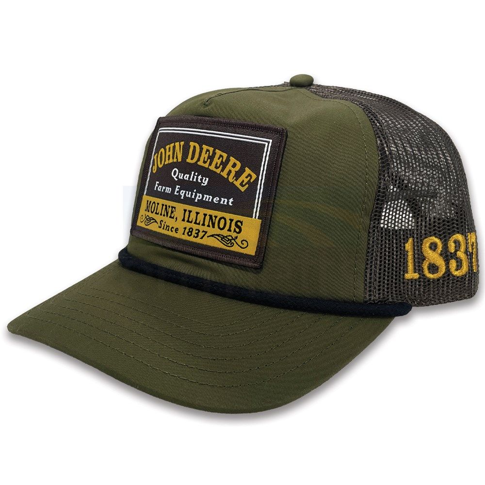 John Deere Quality Farm Equipment Patch Trucker Cap - Olive / Black