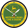 John Deere Wall Clock - Nothing Runs Like a Deere Retro Logo