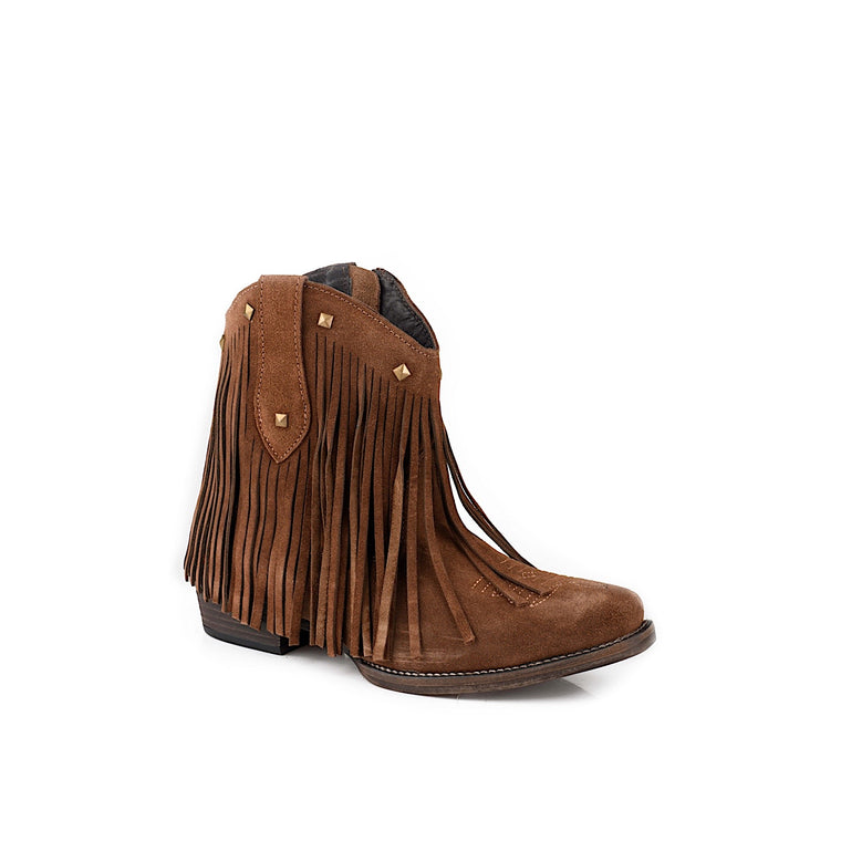 Roper Women's Dusty Fringe Western Boot - Brown Suede