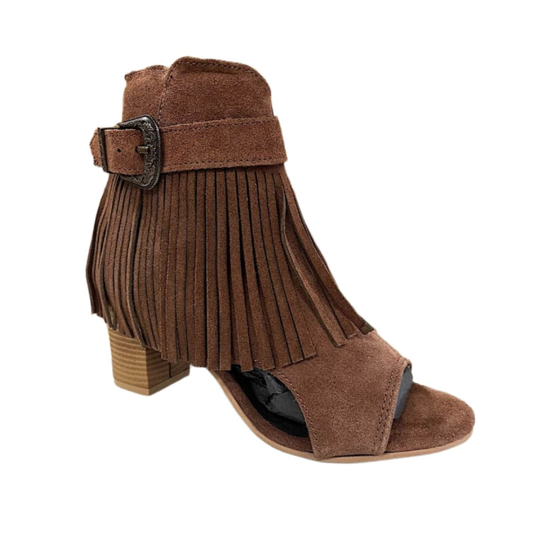 Roper Women's Mika Fringe Buckle - Brown Suede