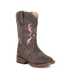 Roper TODDLER Lexi Boot - Chocolate / Pink Glitter Inlay