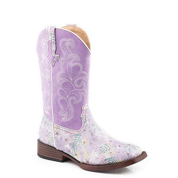 Roper LITTLE KIDS Glitter Western Boot Floral/White