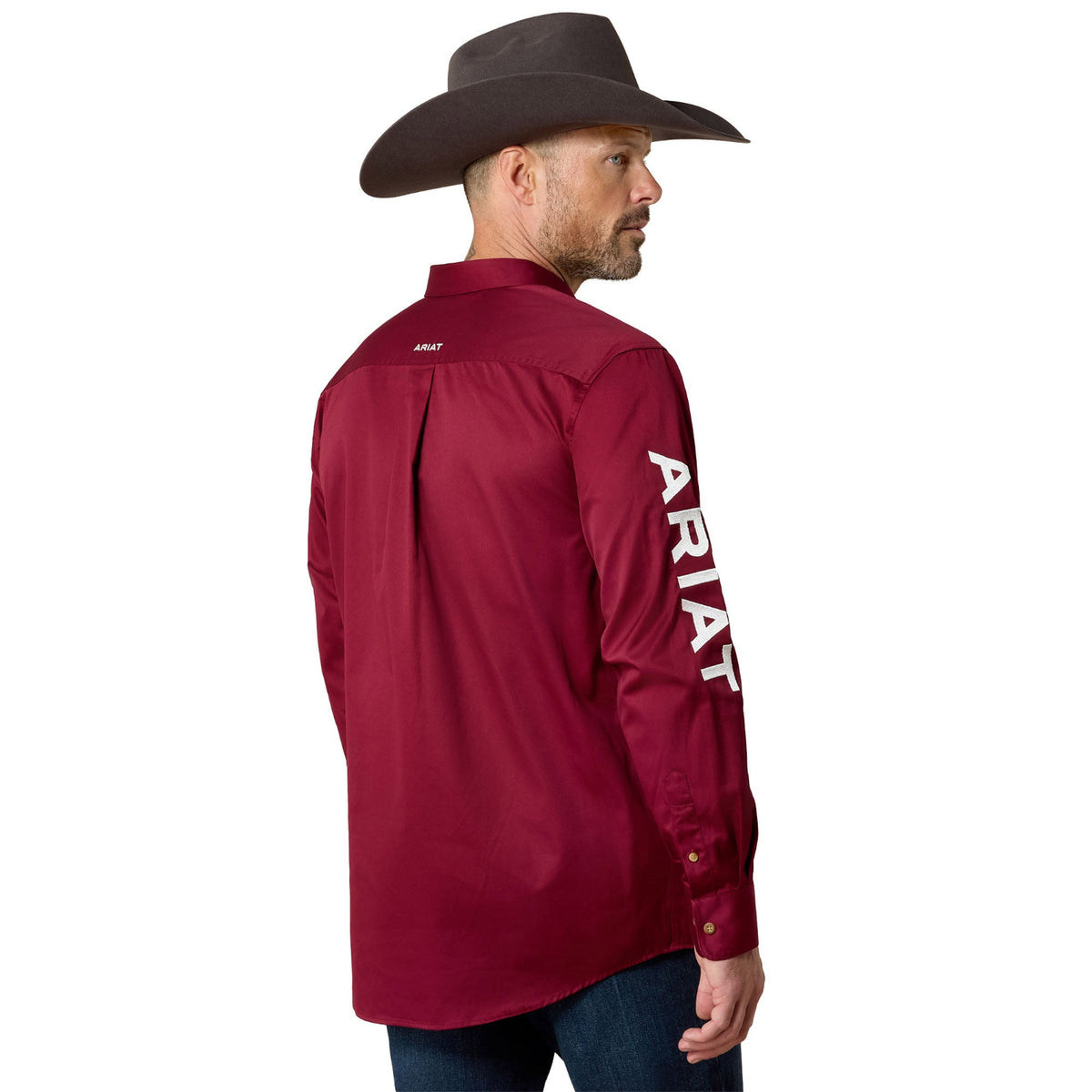 Ariat Men's Logo Twill Classic Fit Shirt - Burgundy/White