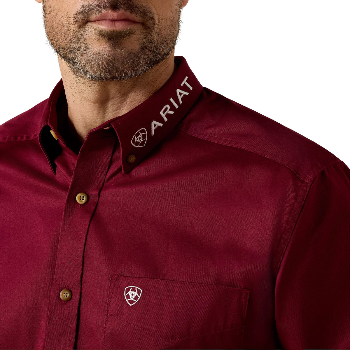 Ariat Men's Logo Twill Classic Fit Shirt - Burgundy/White
