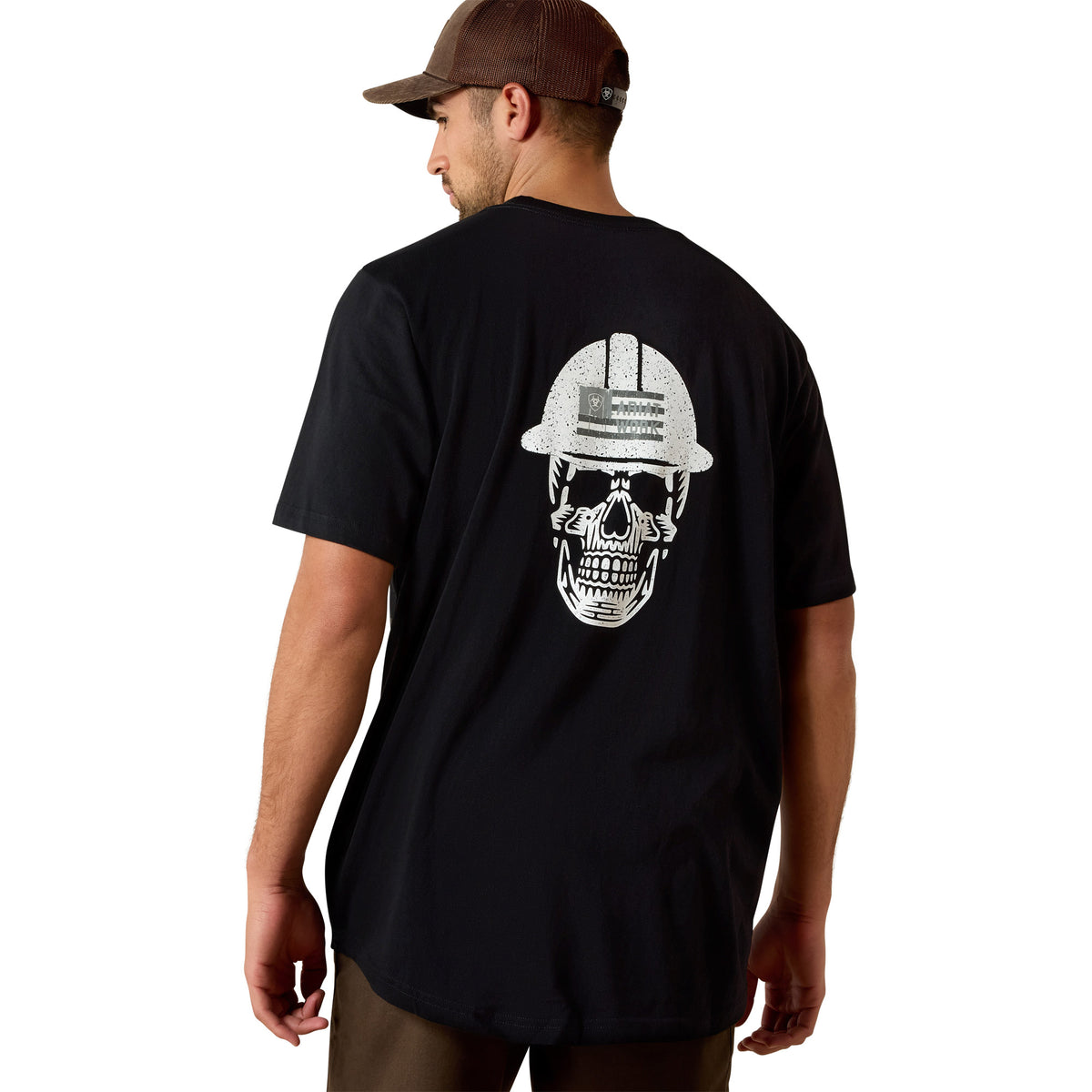 Ariat Mens Rebar Cotton Strong Roughneck Graphic T-Shirt - Skull Black