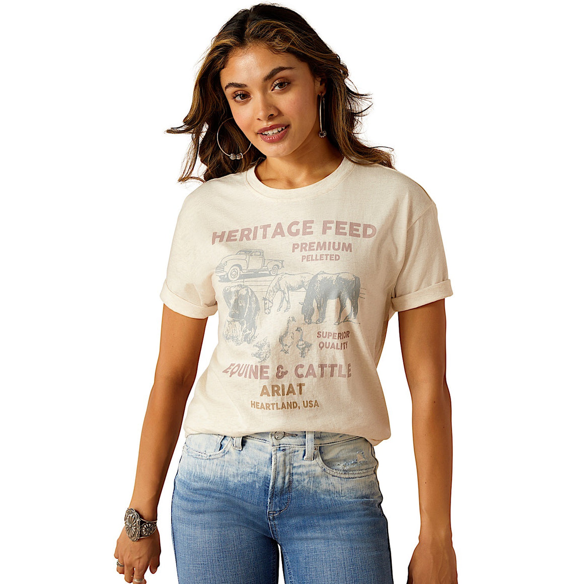 Ariat Women's Feed T-Shirt - Oatmeal Heather