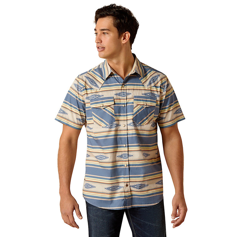 Ariat Men's Hebastian Retro Snap Short Sleeve Shirt - Sandshell