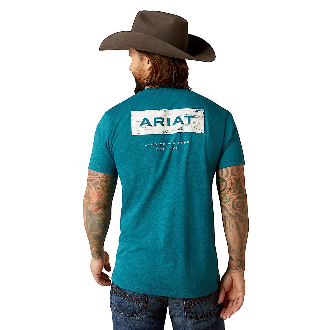 Ariat Men's Stacks T-Shirt - Cyan Black Heather