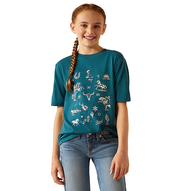 Ariat Kid's Sketch Pad T-Shirt - Deep Sea Heather